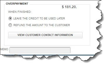 QuickBooks overpayment image