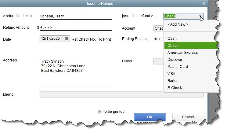 QuickBooks refund image