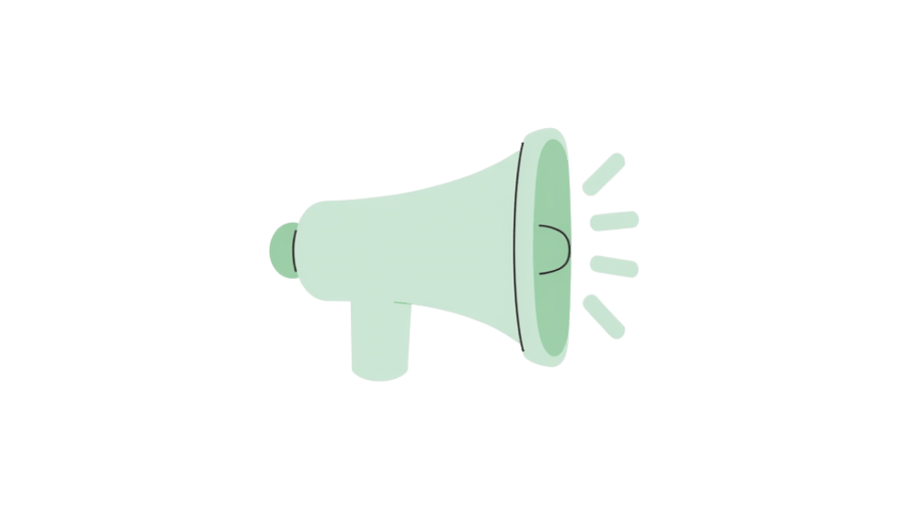 Green megaphone with sound waves