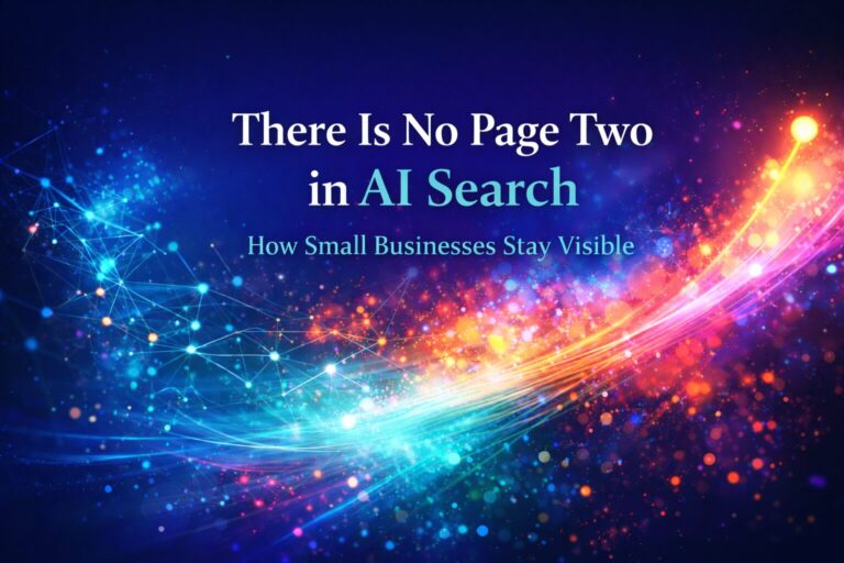 Colorful graphic about AI search visibility