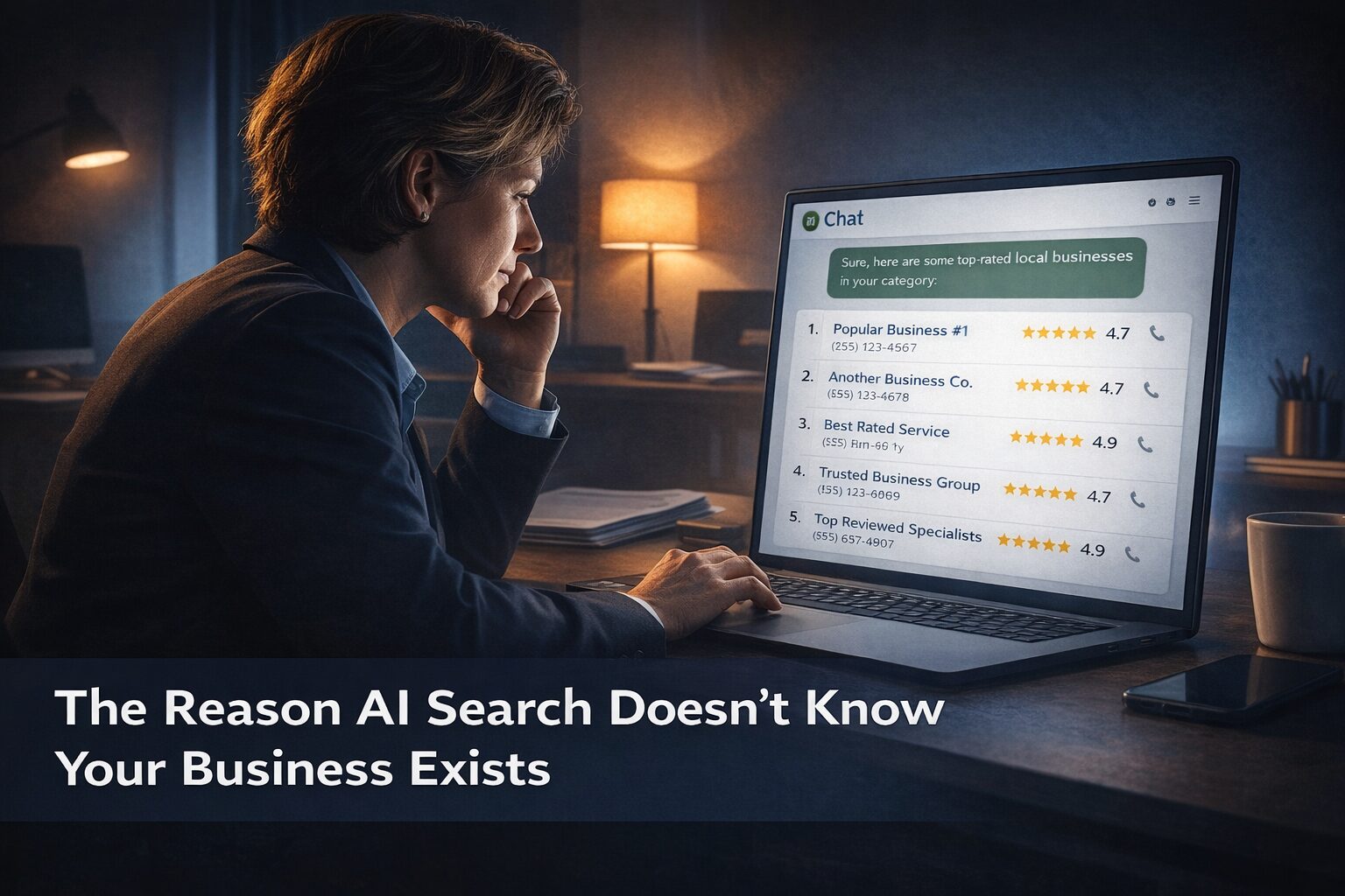 Person using computer for business search