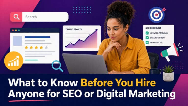 SEO hiring tips and checklist graphic