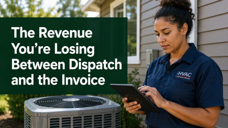 Woman using tablet near HVAC unit