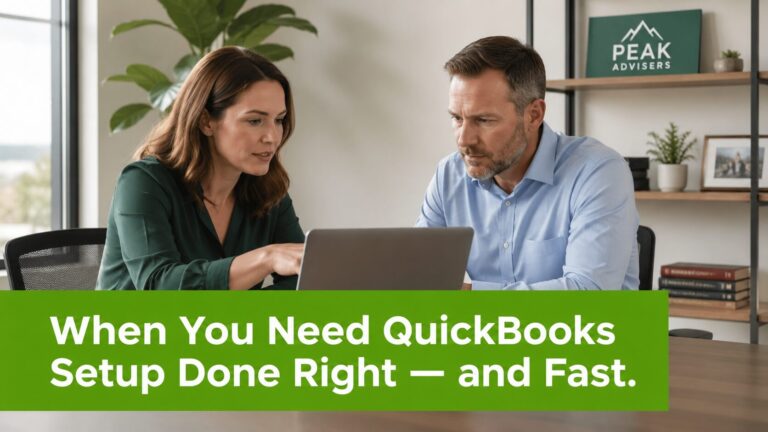 Two people discussing QuickBooks setup.